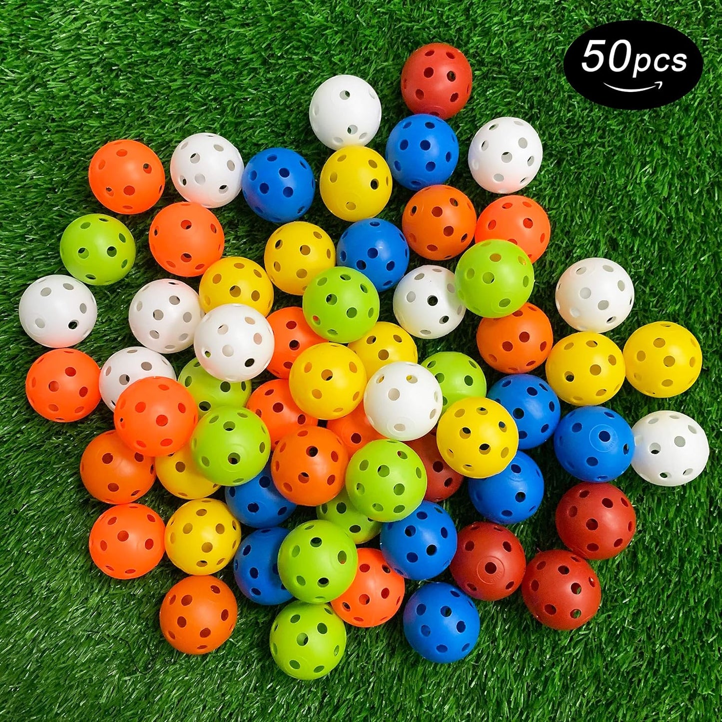 Crestgolf 50pcs Plastic Golf Training Balls – Airflow Hollow 40mm Golf Balls for Driving Range, Swing Practice, Home Use,Pet Play. …