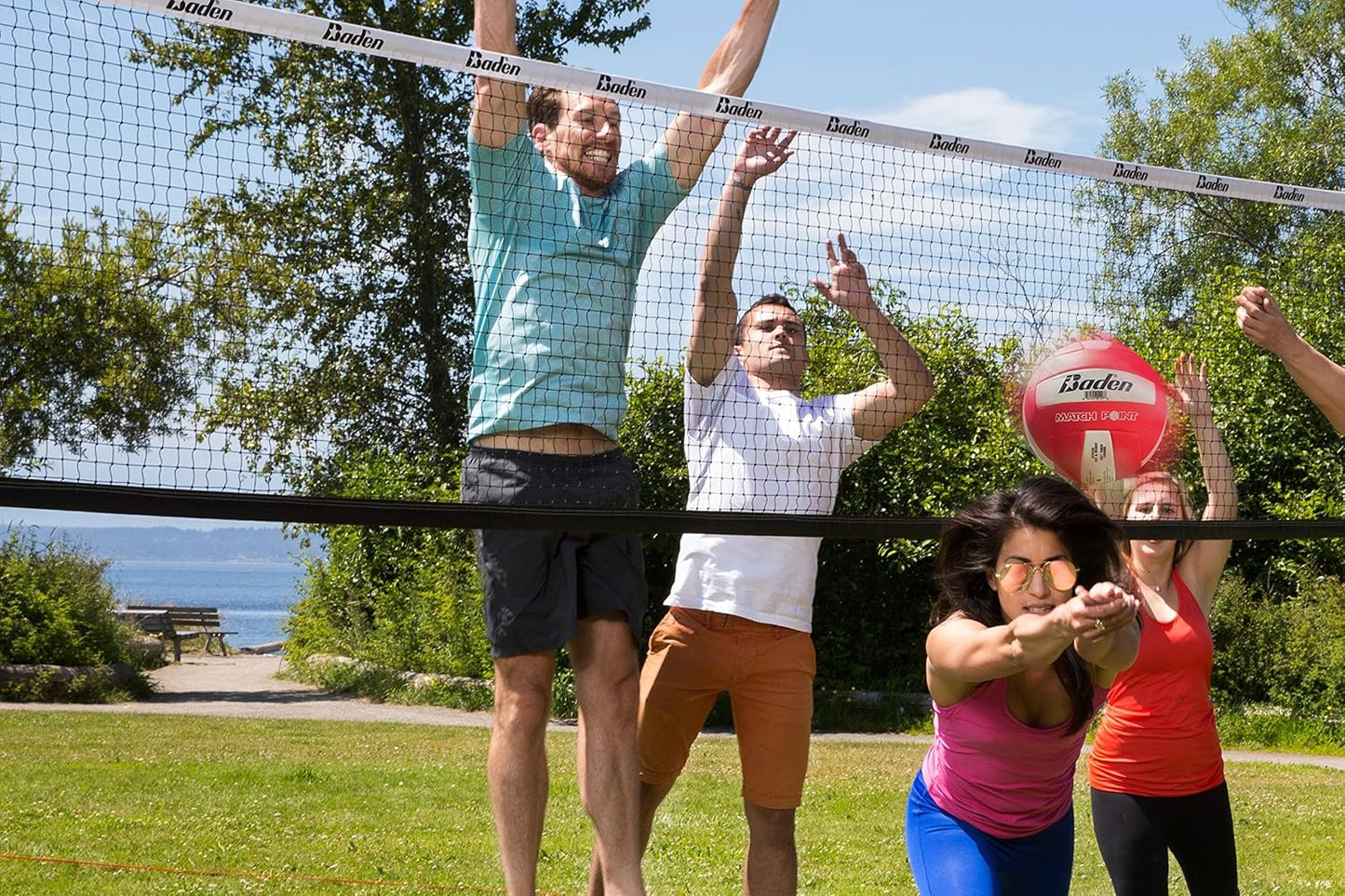 Baden Champions Volleyball/Badminton Portable Combo Set, 4 Raquets + 3 Birdies + Boundary + Volleyball + Pump + Carry Bag