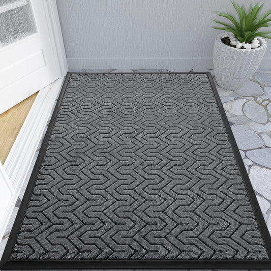 Yimobra Large Door Mat Outside Entrance 47x32, Waterproof Heavy Duty Outdoor Mats for Front Door, Non Slip Rubber Entry Mat for Garage Patio Indoor, Easy Clean, Grey