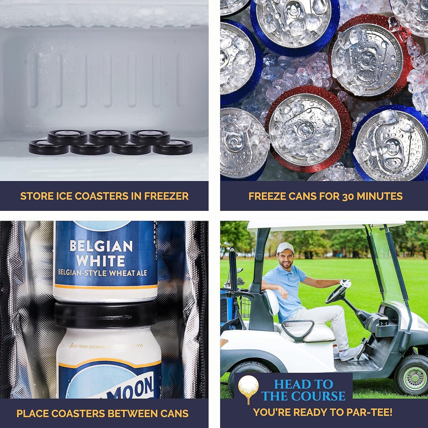 9 Can Insulated Golf Beer Sleeve with 7 Ice Pack Coolers - 8mm Thick Insulation Keeps Drinks Cold and Leak Proof Zipper – Customer-Favorite Golfing Gifts & Golf Bag Accessories
