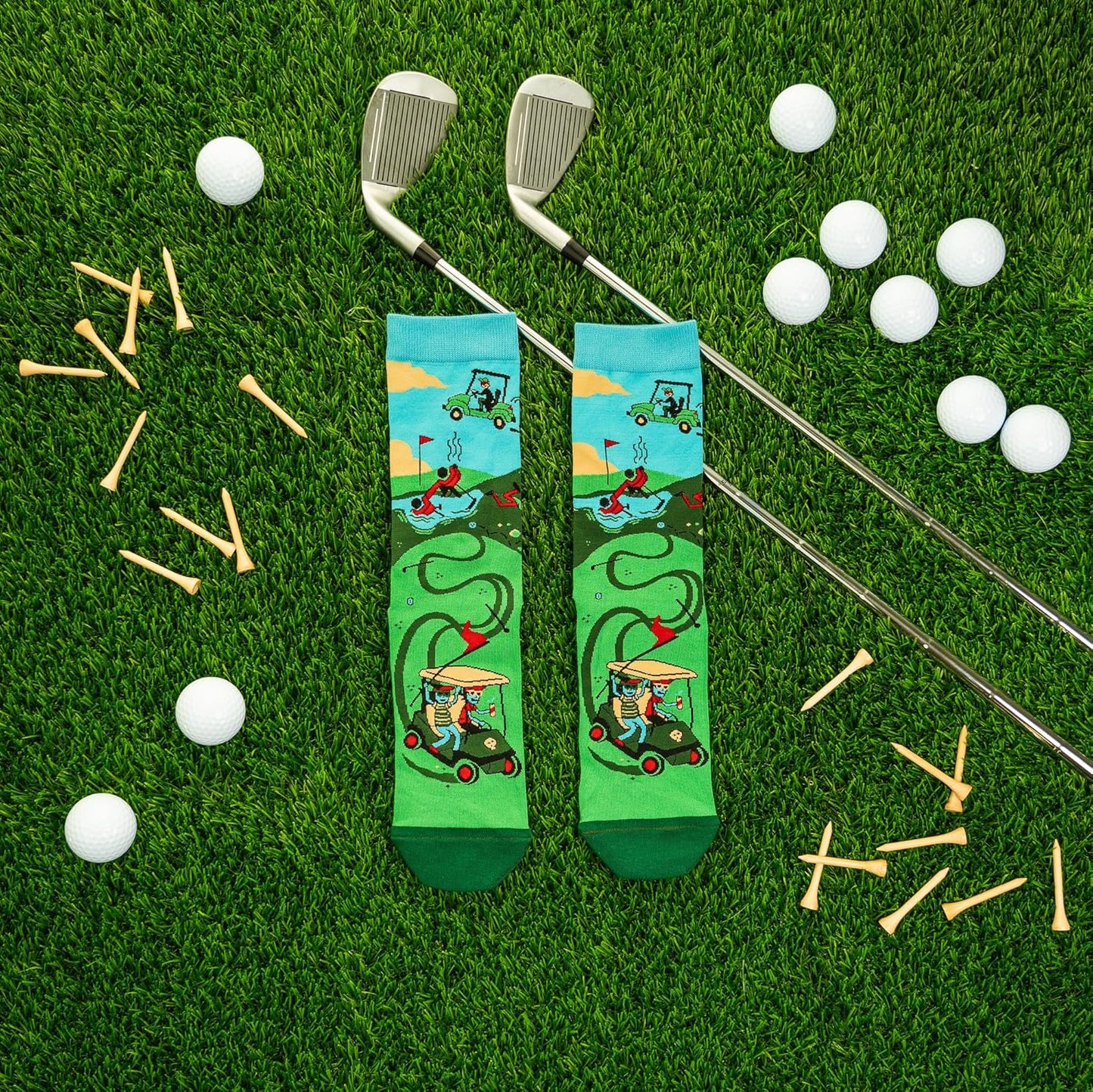 Lavley Funny Golf Socks - Fun gift for golfers - Unisex one size fits most - Great for birthdays or stocking stuffers